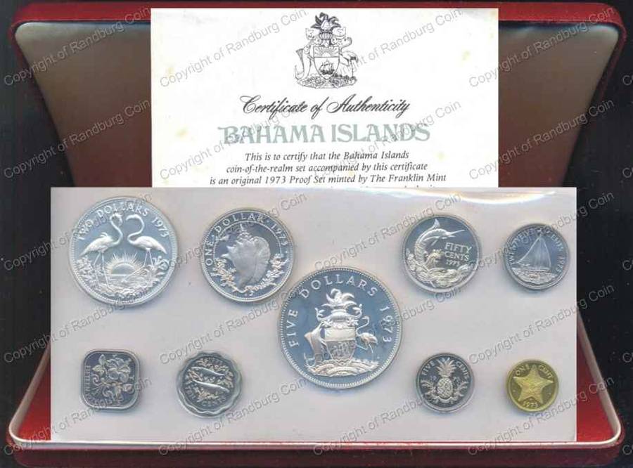 *#* FREE SHIPPING Bahamas 1973 Proof Set - 4 of the coins contain  89+ grams of silver *#*