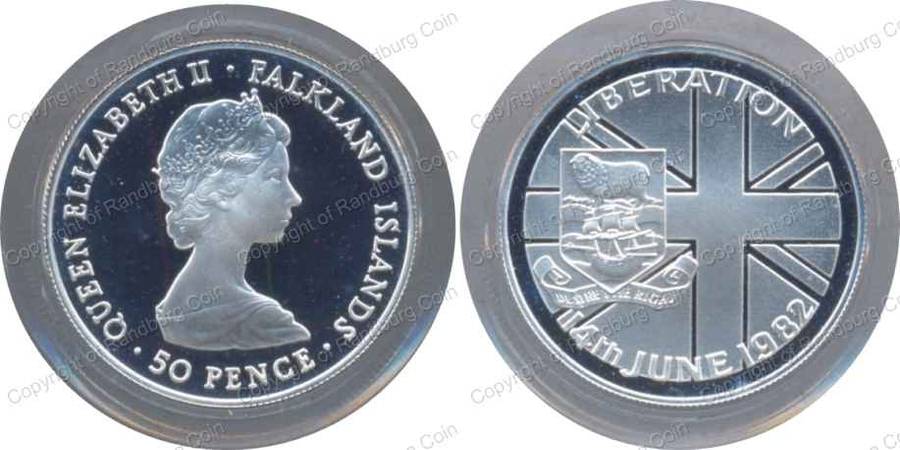 *#* 1982 Falkland Islands 50 Pence - Liberation from Argentinian forces *#*