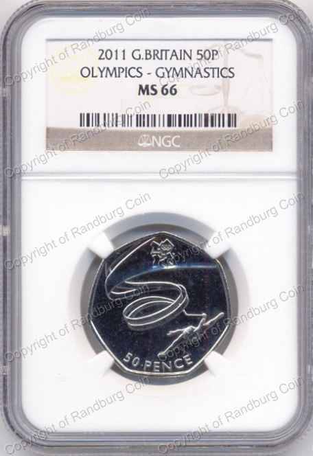 *#* Great Britain 2011 - 50 Pence Olympics Gymnastics NGCS Graded MS66 *#*