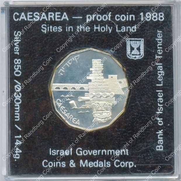 Israel 1988 silver 1 Sheqel Proof Caesarea ob