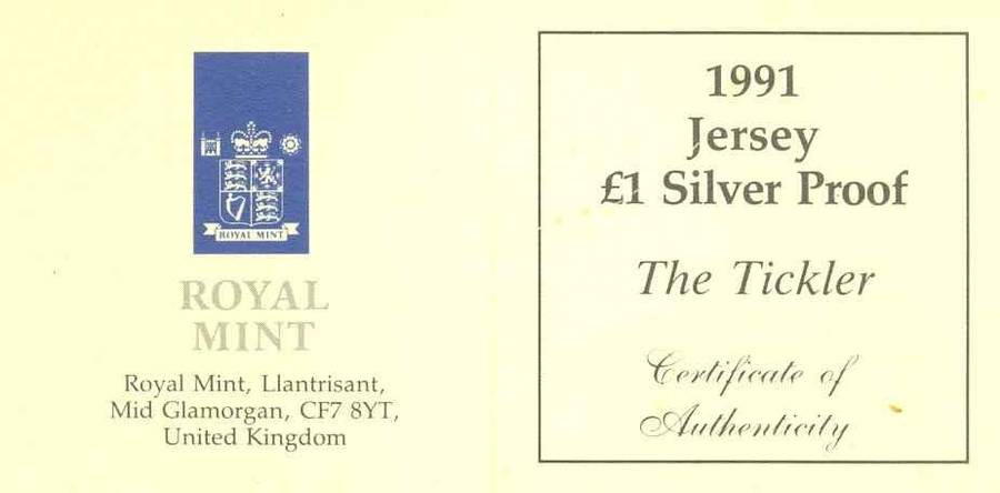 Jersey_1991_1_pound_silver_proof_The_Tickler_cert_ob