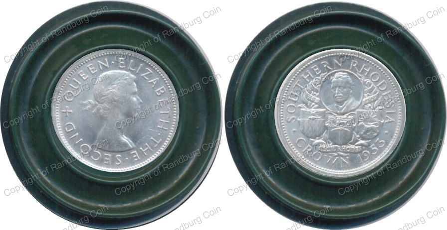 *#* Southern Rhodesia 1953 Silver Crown in original box - note edge writing *#*