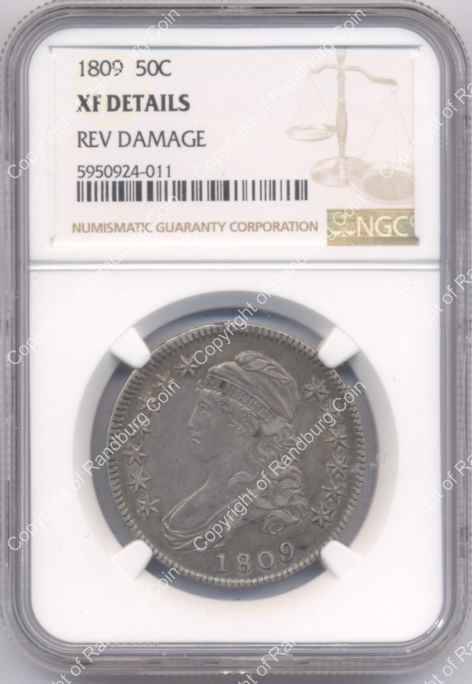 *#*USA 1809 - Silver 50 Cent - XF Details - Rev Damaged *#*