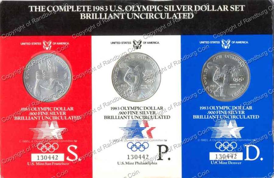 *#* USA 1983 Complete Olympics Silver Dollars Set - Brilliant Uncirculated *#*