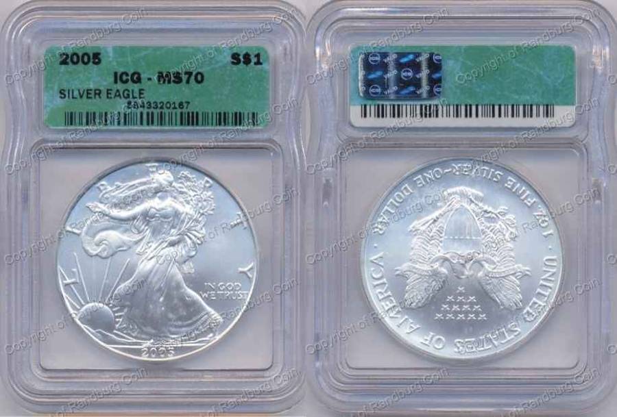 *#* USA 2005 Silver Dollar 1 oz - ICG graded MS 70 *#*