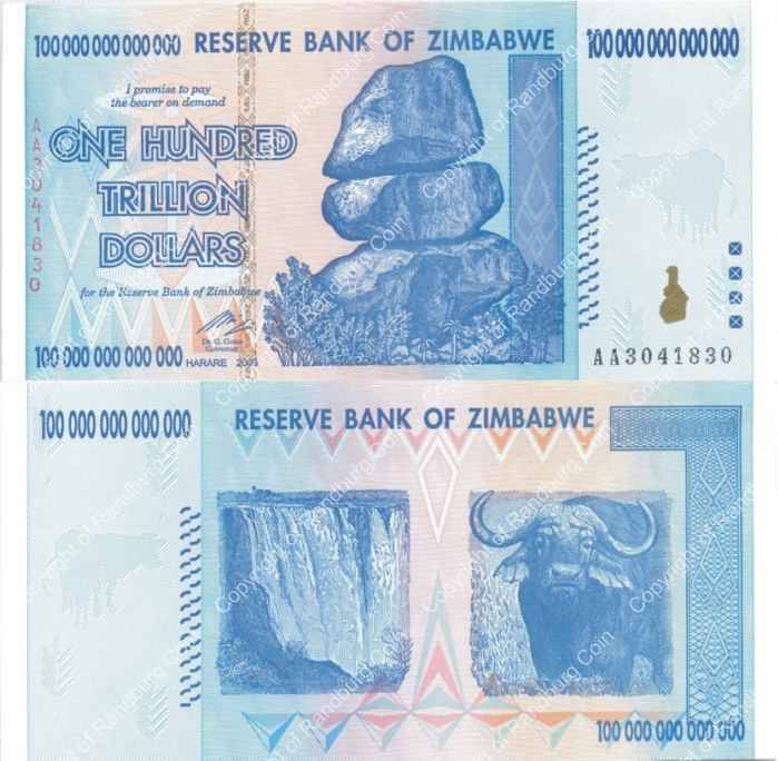 *#* Zimbabwe - AA - One Hundred Trillion Dollars Note - EF+ *#*