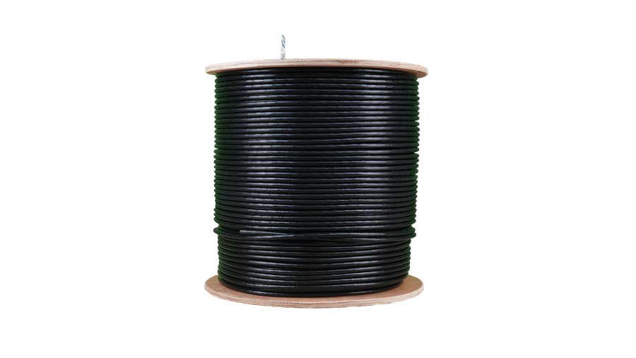 Acconet CAT5 UV Outdoor Ethernet Cable 500m Black Solid Copper SF/TP Pull Box | CAT5U-500-SC