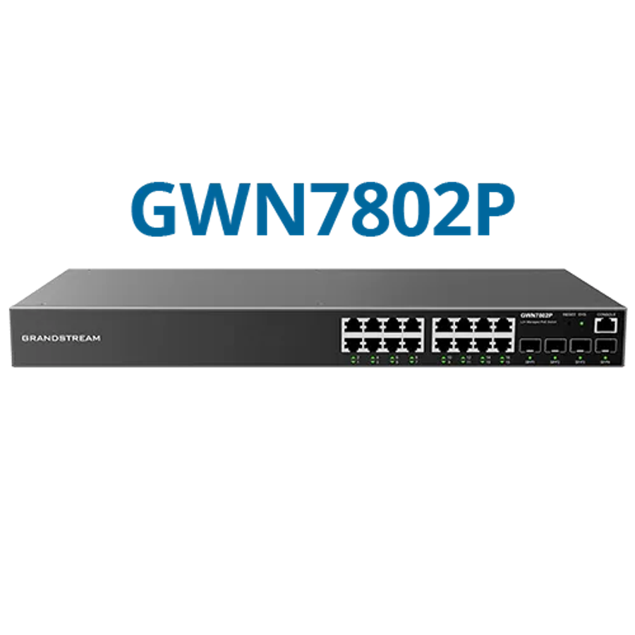 Grandstream Enterprise L2++ 16 port Managed GbE PoE Switch 250W | GWN7802P-PRO