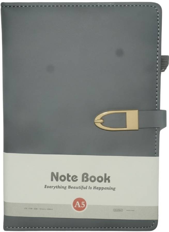 Brainware A5 Grey NoteBook With Magnetic Clip