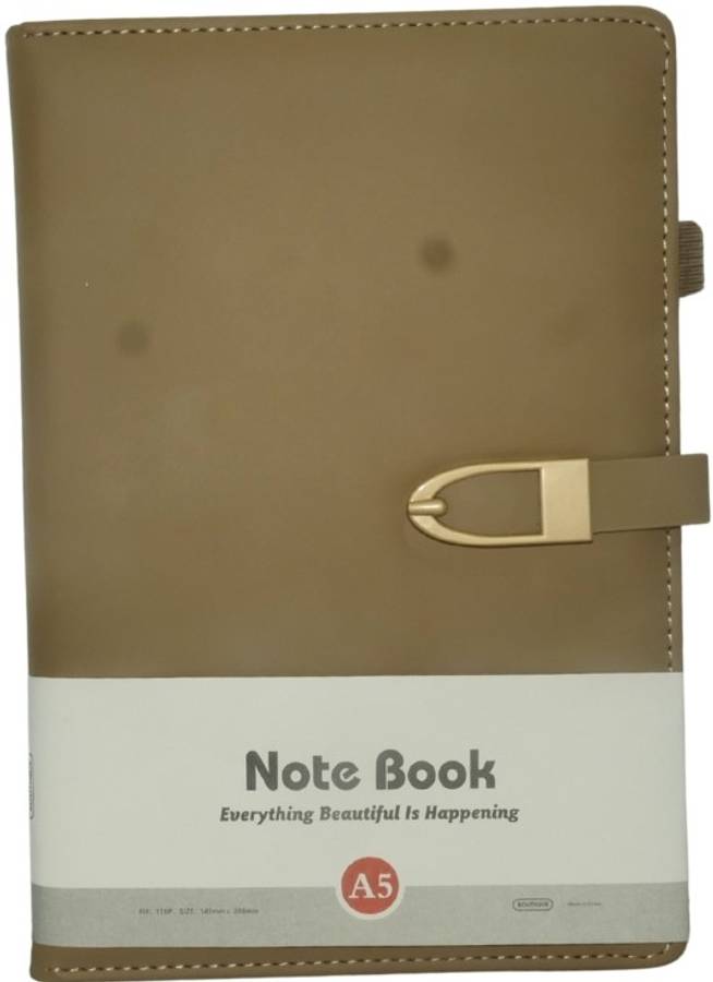 Brainware A5 Tan NoteBook With Magnetic Clip