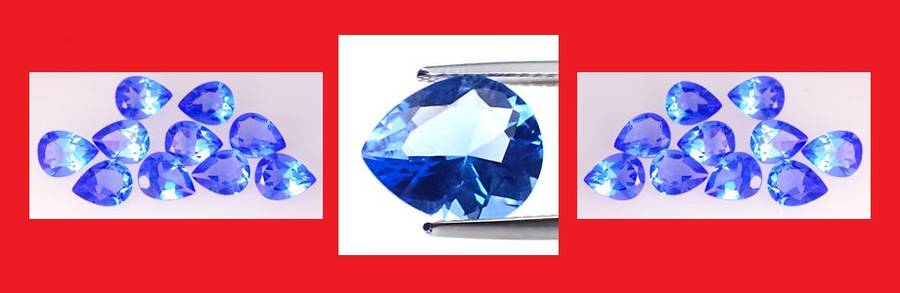 NATURAL QUARTZ - ROYAL BLUE PEAR FACET - 1.47cts