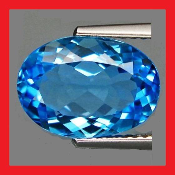 TOPAZ - VIVID SWISS BLUE OVAL FACET - 7.590cts