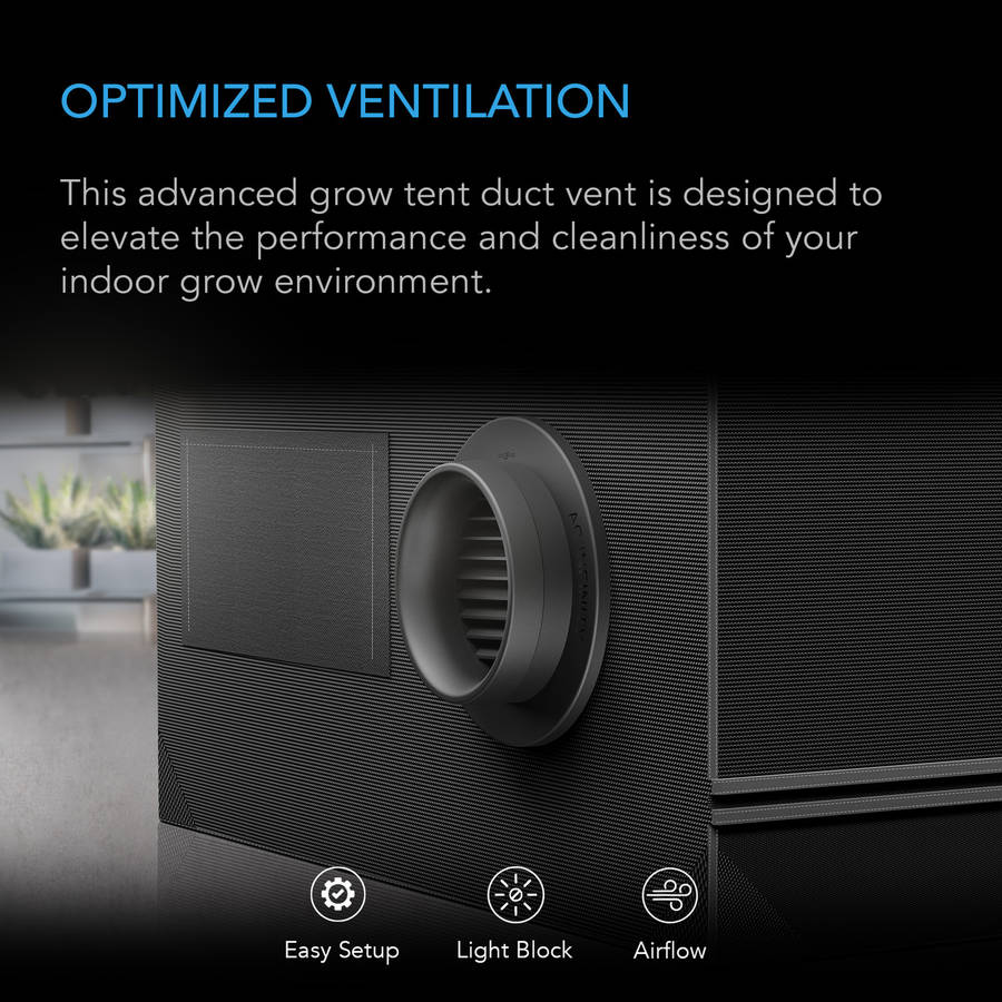 AC INFINITY Grow Tent Duct Vent Attachment, 8-Inch 2 Pack, Light-Blocking & Dust-Resistant