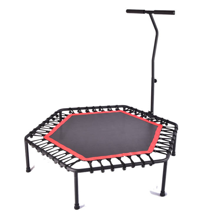 JumpeRoo 129cm Hexagon Rebound Trampoline with Handlebar &#8211; Adjustable
