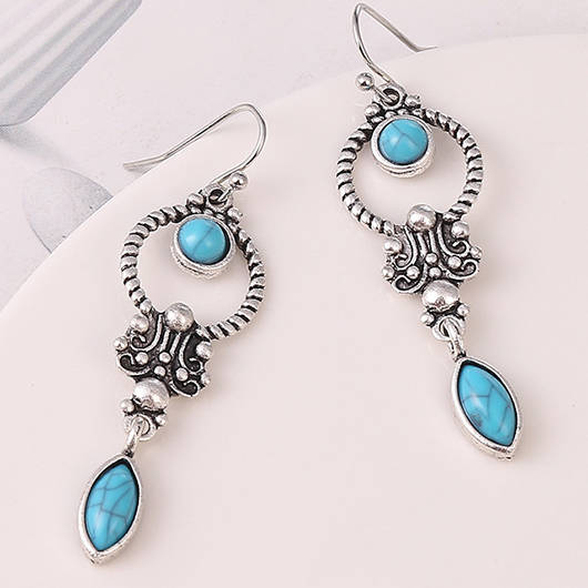 Silvery White Alloy Detail Patchwork Earrings