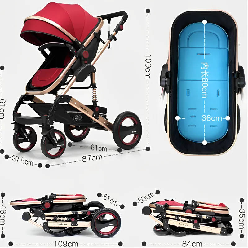 Belecoo Baby Stroller 2 in 1 Child Pram - Red