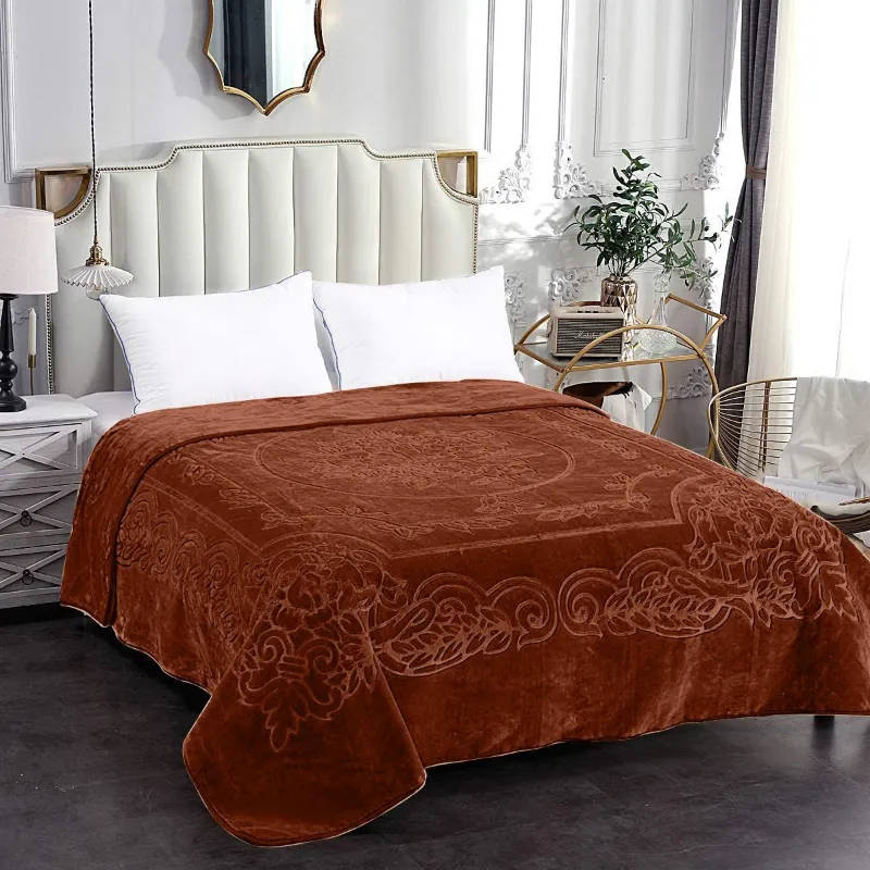 Camel - Luxury Mink Blanket 220x200cm - Warm Winter Fleece