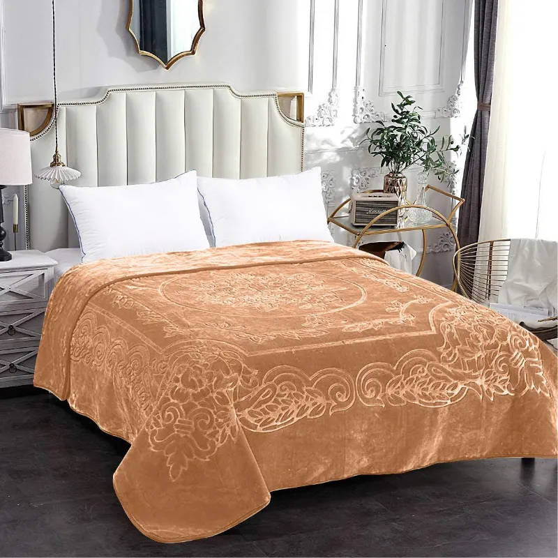 Camel - Luxury Mink Blanket 220x200cm - Warm Winter Fleece