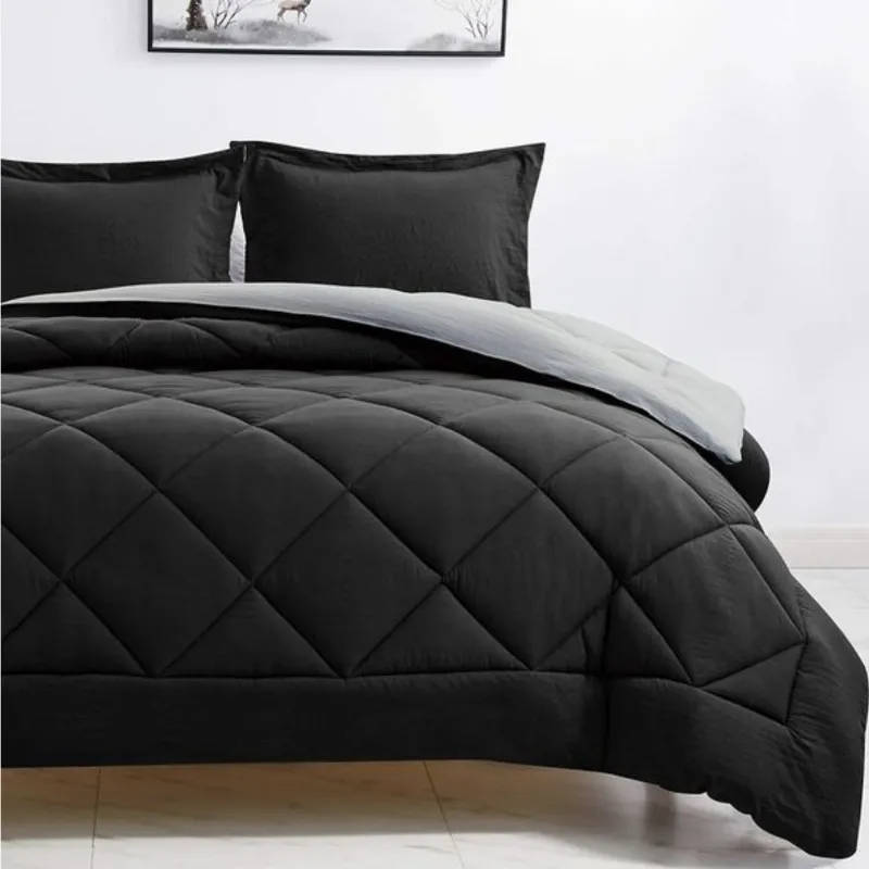 Acesa Reversible 5 Piece Comforter Set Black/Grey