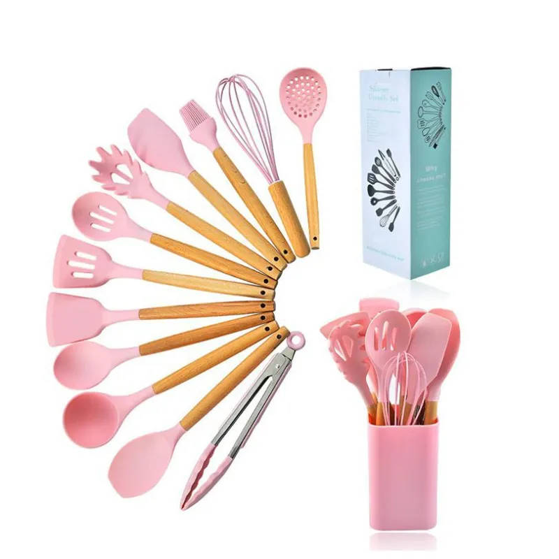 Silicone Kitchen Utensil Set - Light Pink