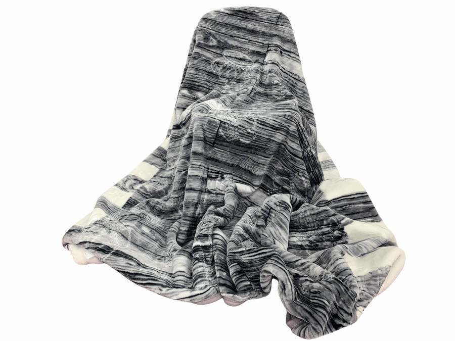 SMTE 2plyPure Mink Blanket Light Dark Grey Line Pattern with keychain