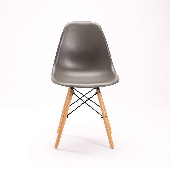 SMTE GB Modern Wooden Leg Chair - Grey with keychain