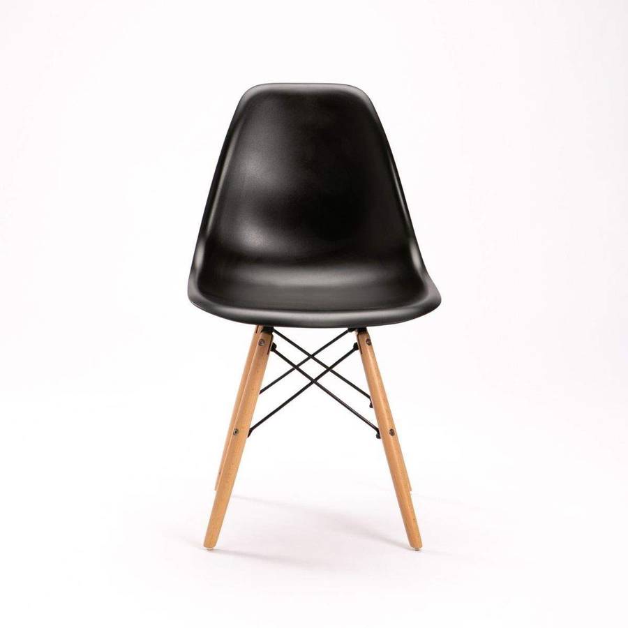 SMTE GB Modern Wooden Leg Chair - Black with keychain