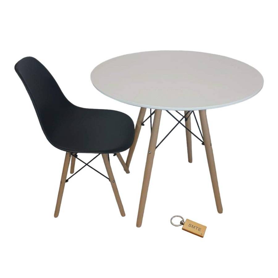 SMTE Black Chair with White Table with Keychain-Set With 1