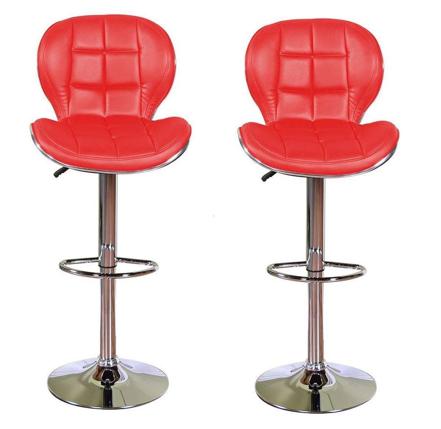SMTE Bar Stools / Kitchen Counter Chairs - Set of 2 ? Red with keychain