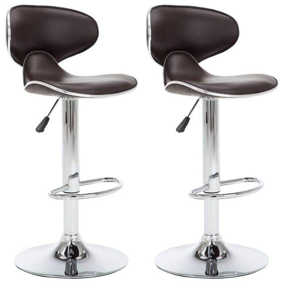 SMTE Bar Stools / Kitchen Counter Breakfast Chairs - Pack of Two ? Brown Colour with keychain