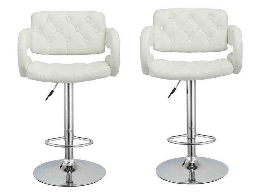 SMTE Bar Stools / Kitchen Counter Breakfast Chairs - 2 Pack - White with keychain