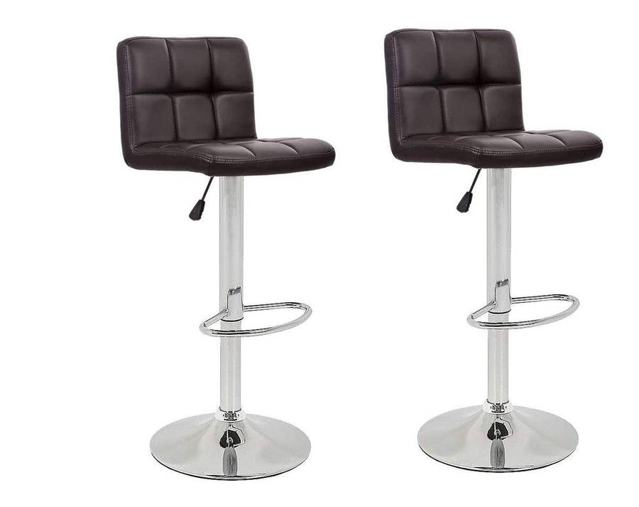 SMTE Bar Stools / Kitchen Counter Bar Chair Stools - Set of 2 (Brown) with keychain