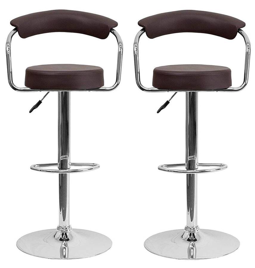 SMTE Bar stools / Kitchen Breakfast Chairs - Set of 2 - Brown Colour with keychain