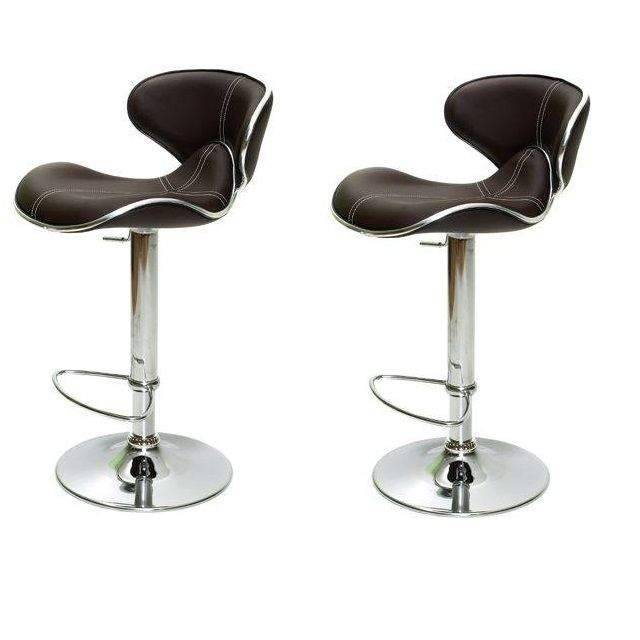 SMTE Bar Stools / Breakfast Kitchen Counter Chairs - 2 Pack - Brown with keychain