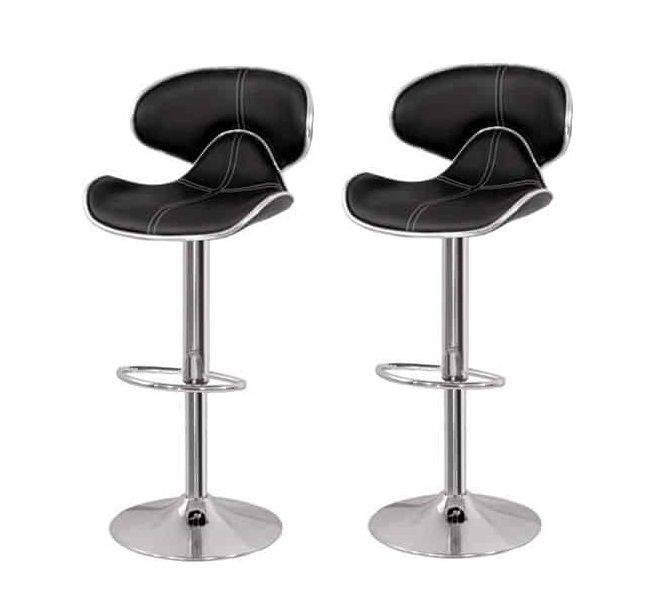 SMTE Bar Stools / Breakfast Kitchen Counter Chairs - 2 Pack - Black with keychain