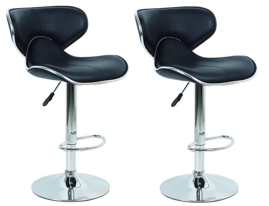 SMTE Bar Stools / Breakfast Kitchen Breakfast Chairs - Set of Two ? Black Colour with keychain