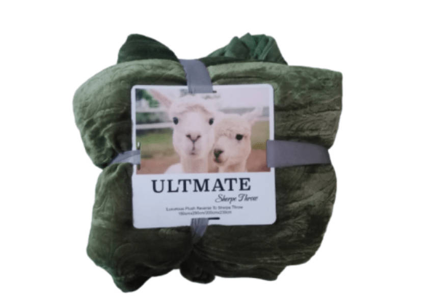 SMTE The Ultimate Sherpe Throw Blanket - Green with keychain