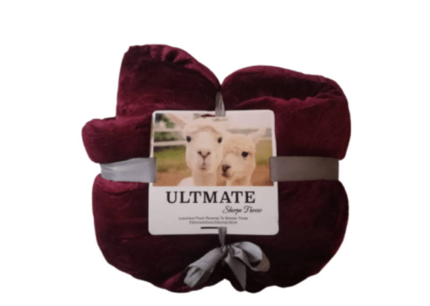 SMTE The Ultimate Sherpe Throw Blanket - Red with keychain