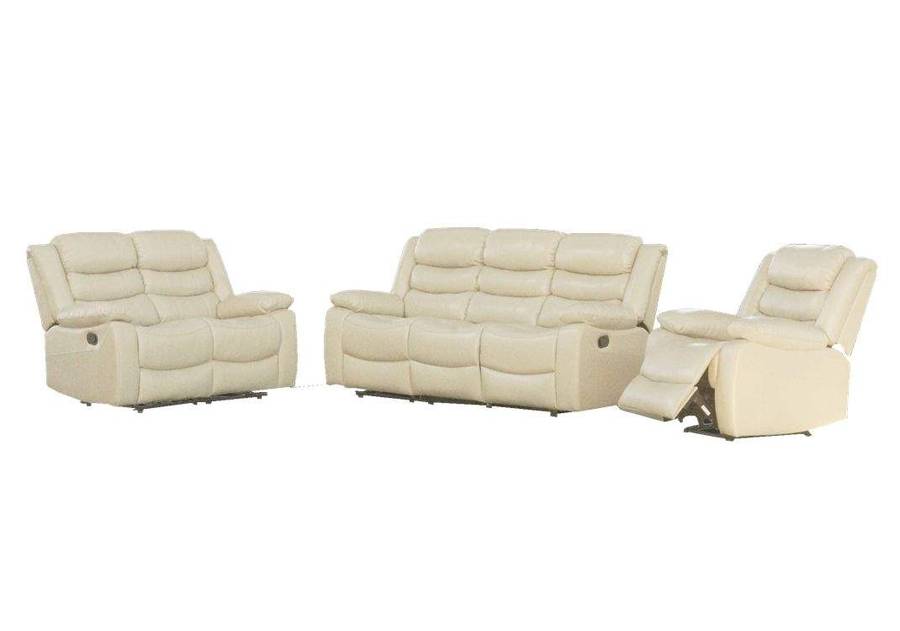 SMTE 6 Seat Recliner Sofa Chair Lounge Suite - Cream White with keychain