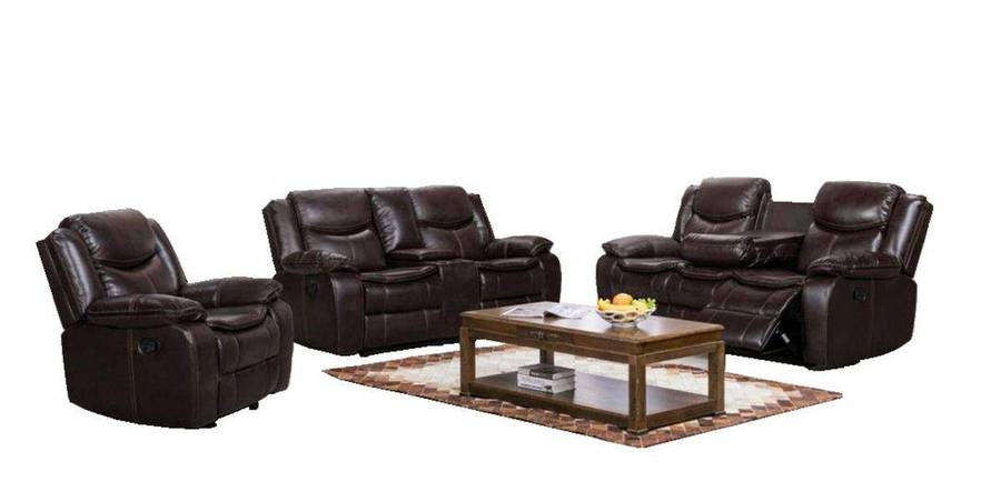 SMTE 6 Seat Recliner Sofa Chair Lounge Suite - Brown with keychain