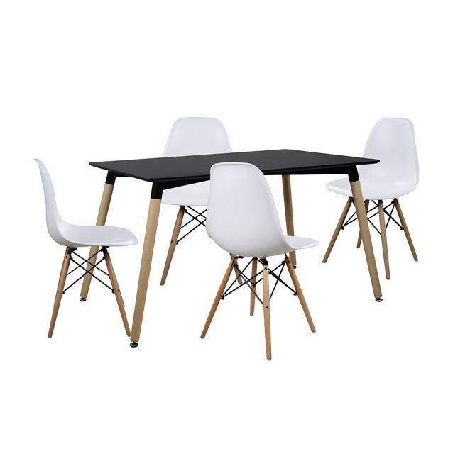 SMTE 5 In 1 Perla Rectangular Dining Table and Chairs Set - White with keychain