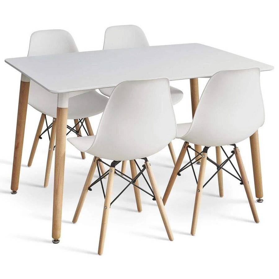 SMTE 5 In 1 Nordic Design Rectangular Dining Table and Chairs Set with keychain