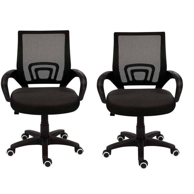 SMTE 2 Pcs Ergonomic Mid-Back Office Chairs with keychain