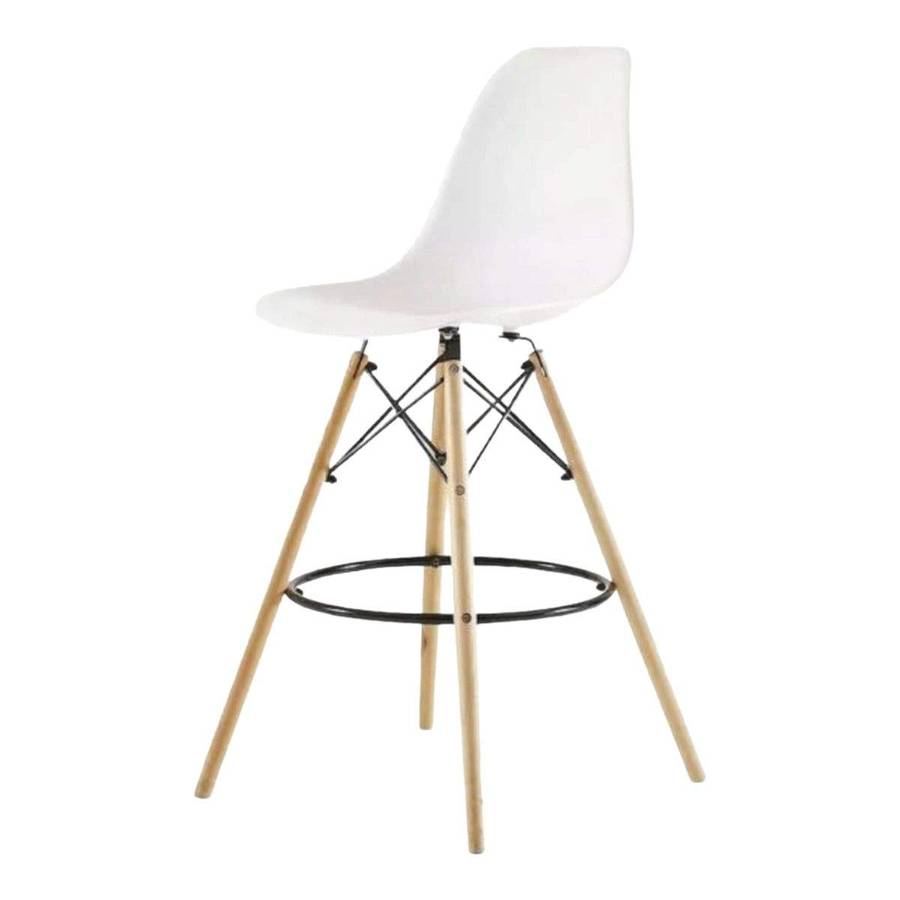 SMTE - Modern Style Ring Chair Counter/Bar Stools - Assembled - White with keychain