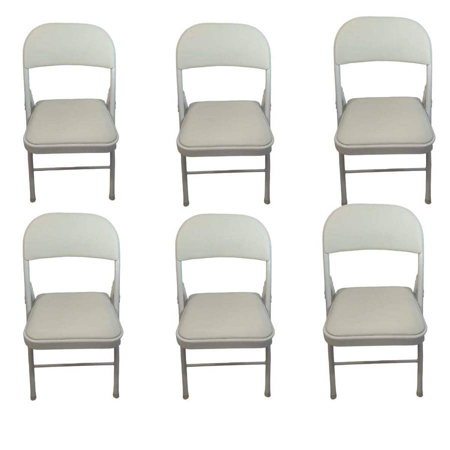 SMTE - Foldable Outdoor Chairs - 6 Pack - White with keychain