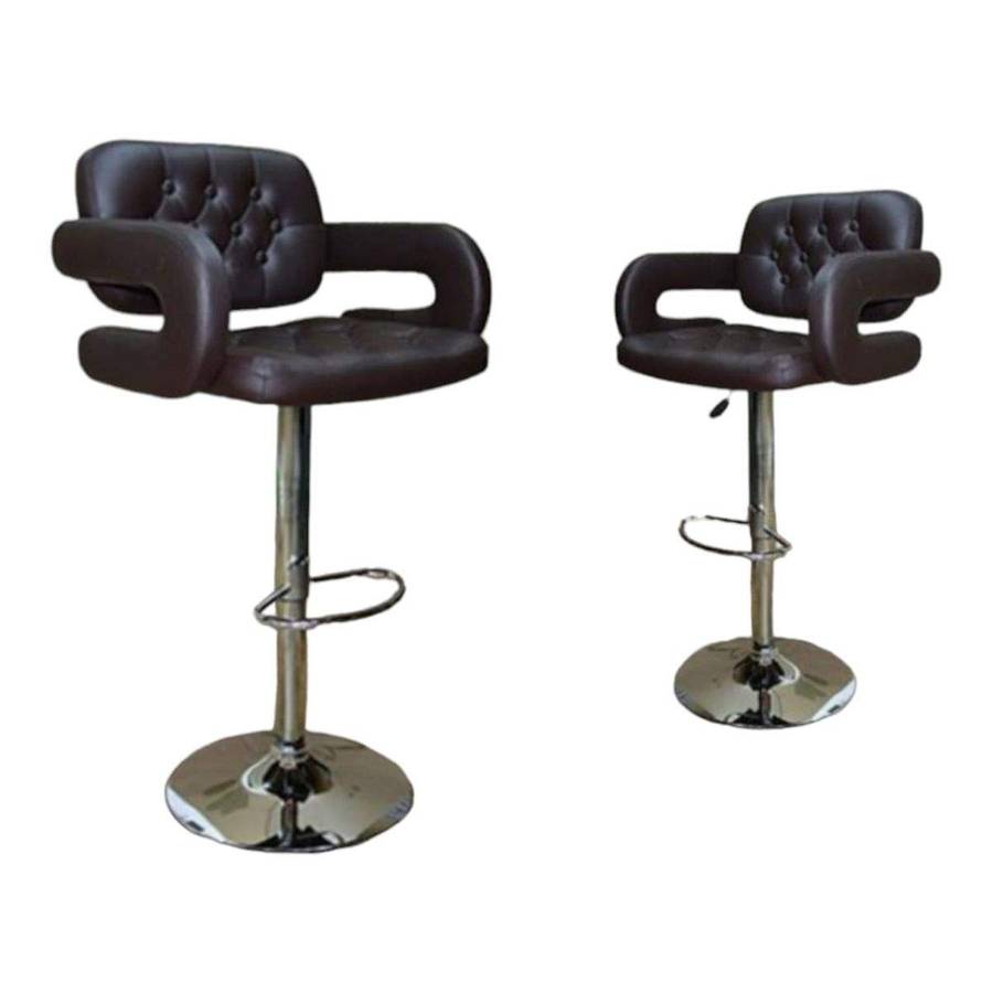 Smte - Bar Stools / Kitchen Counter Breakfast Chairs-Set of 2 -Brown with keychain