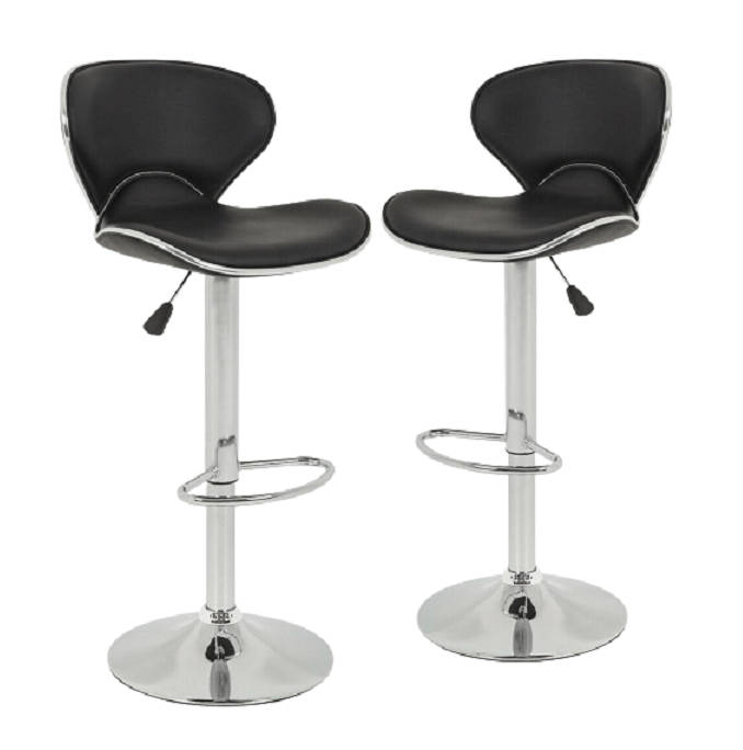 SMTE Swivel Bar Chairs Counter Height Bar Stools - Set of 2 - Black with keychain