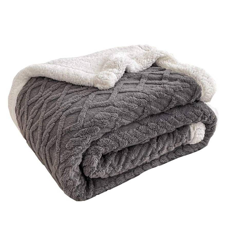 SMTE Dream World - Warm Flannel Fluffy Throw Fleece Soft Thick Blankets - Grey with keychain