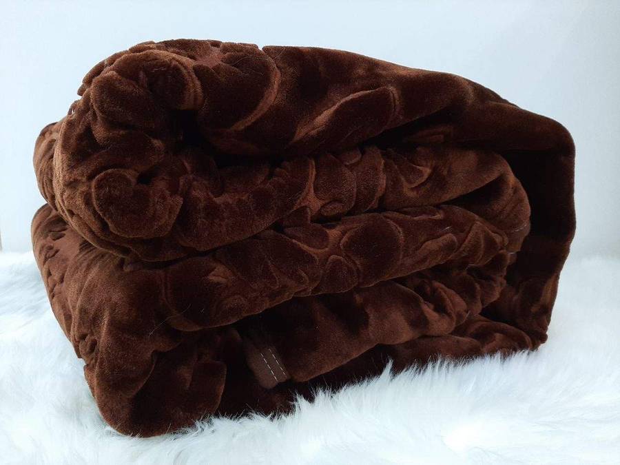 SMTE Queen Size Blanket - One-Ply - Warm And Soft - Brown with keychain