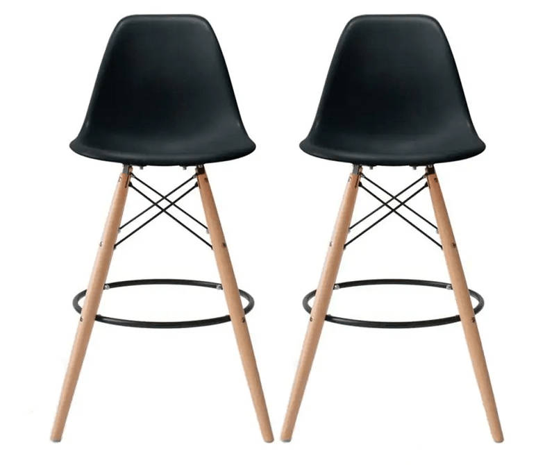 SMTE Set of 2 Modern Armless Counter / Bar Chairs with keychain